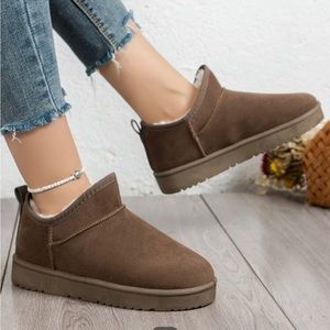 Faux suede thermal lined boots